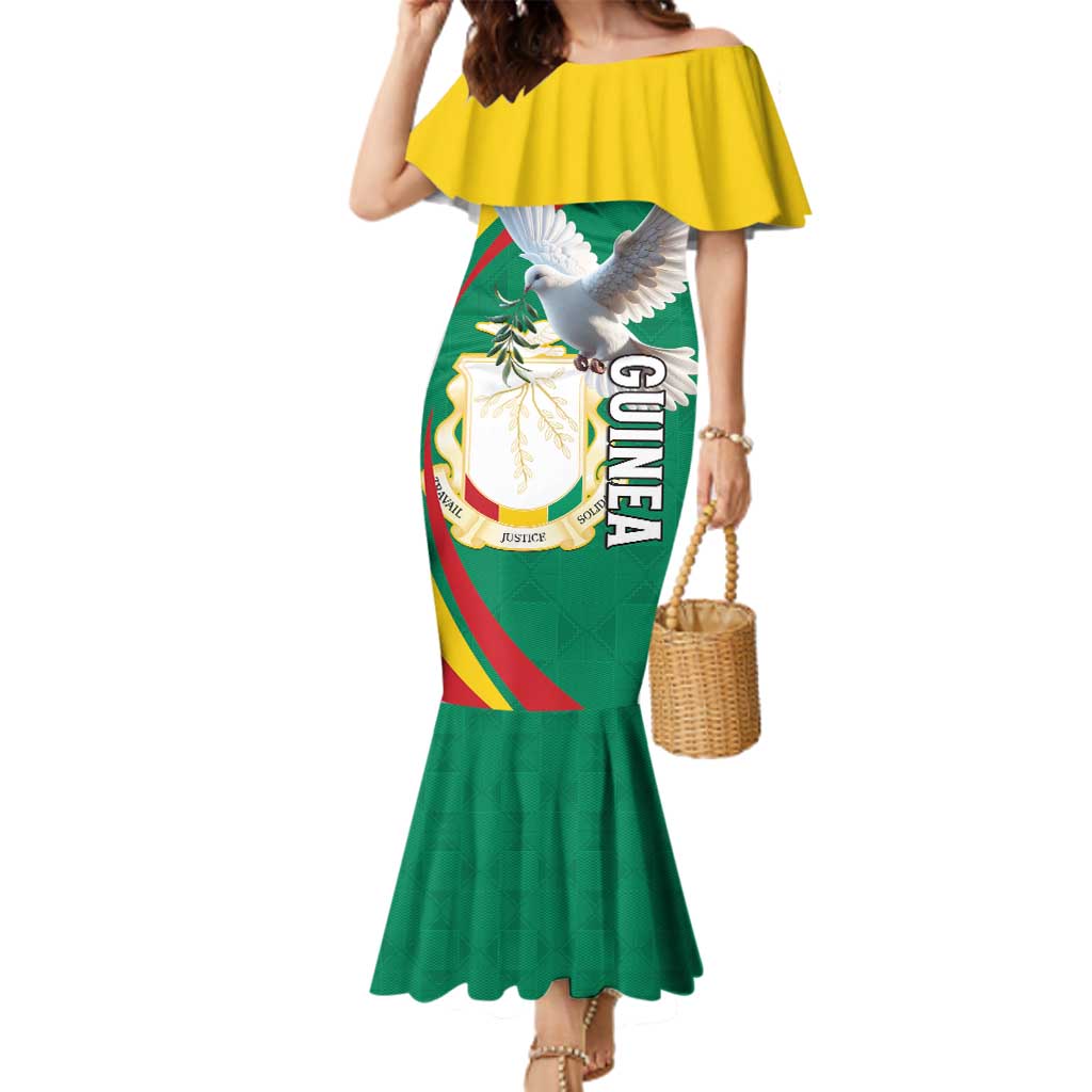 Guinea-Conakry Family Matching Mermaid Dress and Hawaiian Shirt Coat Of Arms With Pigeon