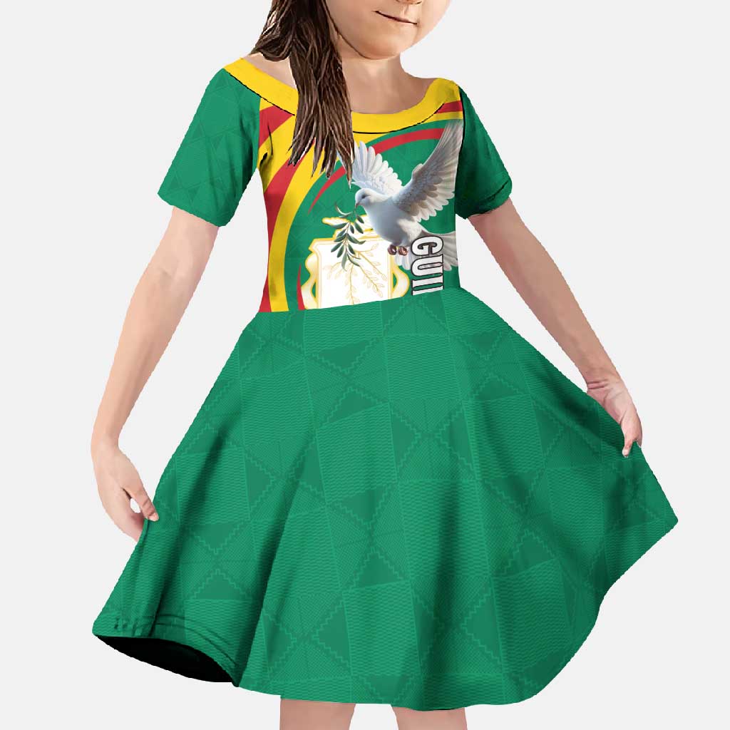 Guinea-Conakry Family Matching Off Shoulder Maxi Dress and Hawaiian Shirt Coat Of Arms With Pigeon