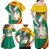 Guinea-Conakry Family Matching Off Shoulder Maxi Dress and Hawaiian Shirt Coat Of Arms With Pigeon