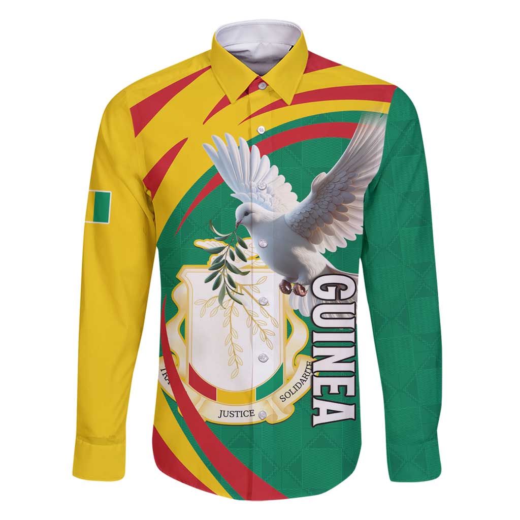 Guinea-Conakry Family Matching Summer Maxi Dress and Hawaiian Shirt Coat Of Arms With Pigeon