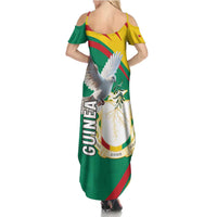 Guinea-Conakry Family Matching Summer Maxi Dress and Hawaiian Shirt Coat Of Arms With Pigeon