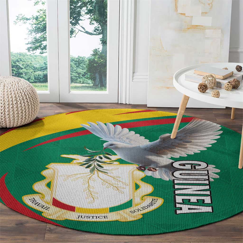 Guinea-Conakry Round Carpet Coat Of Arms With Pigeon