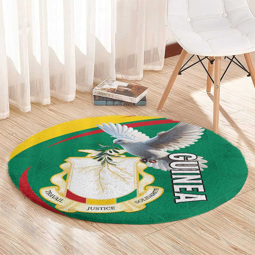 Guinea-Conakry Round Carpet Coat Of Arms With Pigeon