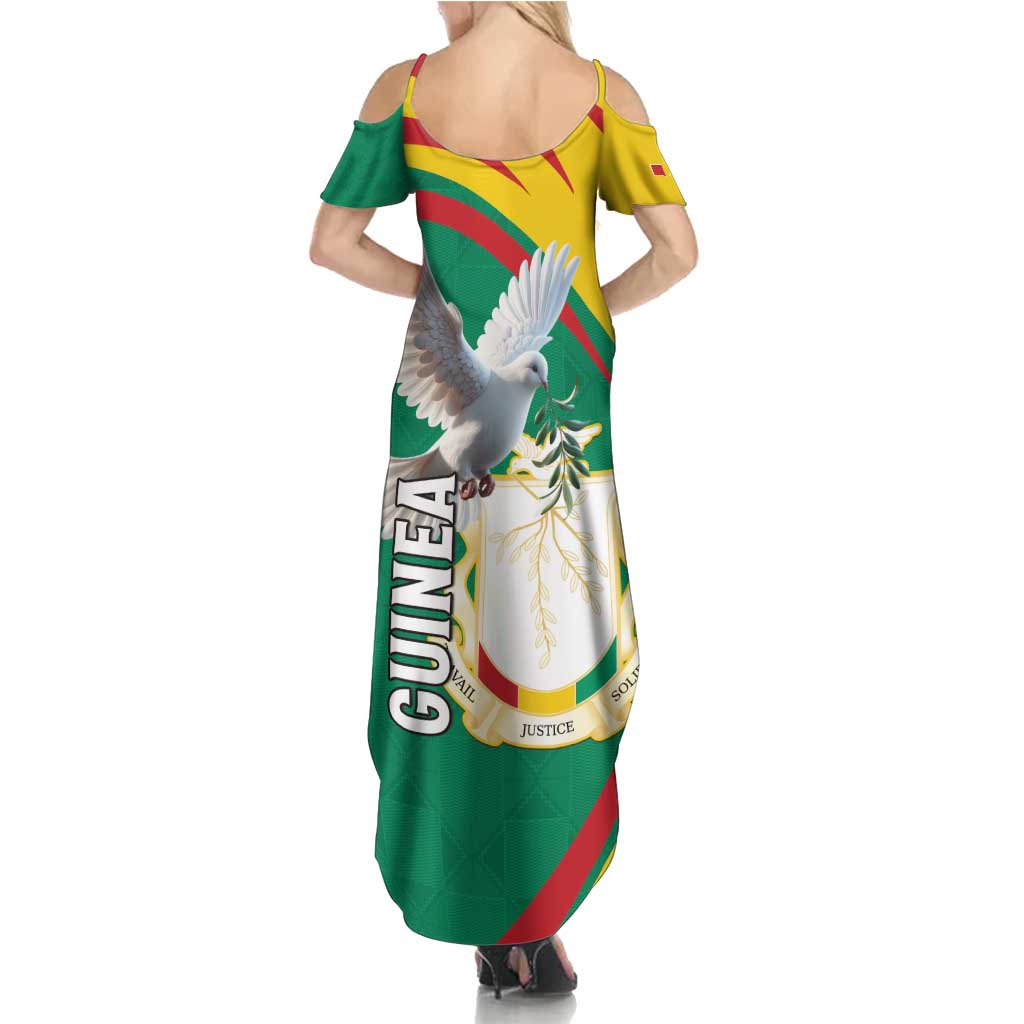 Guinea-Conakry Summer Maxi Dress Coat Of Arms With Pigeon