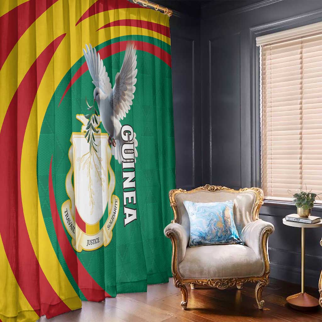 Guinea-Conakry Window Curtain Coat Of Arms With Pigeon