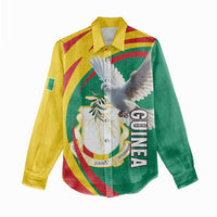 Guinea-Conakry Women Casual Shirt Coat Of Arms With Pigeon