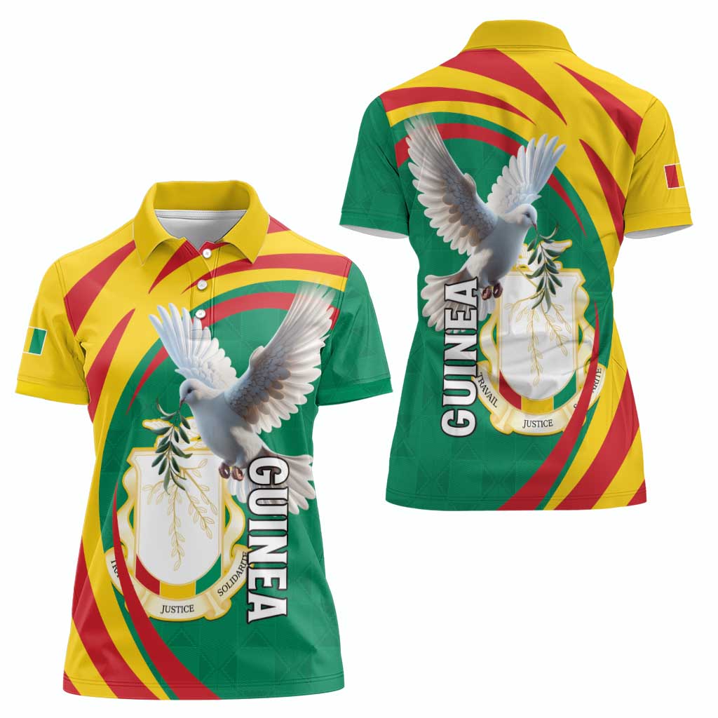 Guinea-Conakry Women Polo Shirt Coat Of Arms With Pigeon