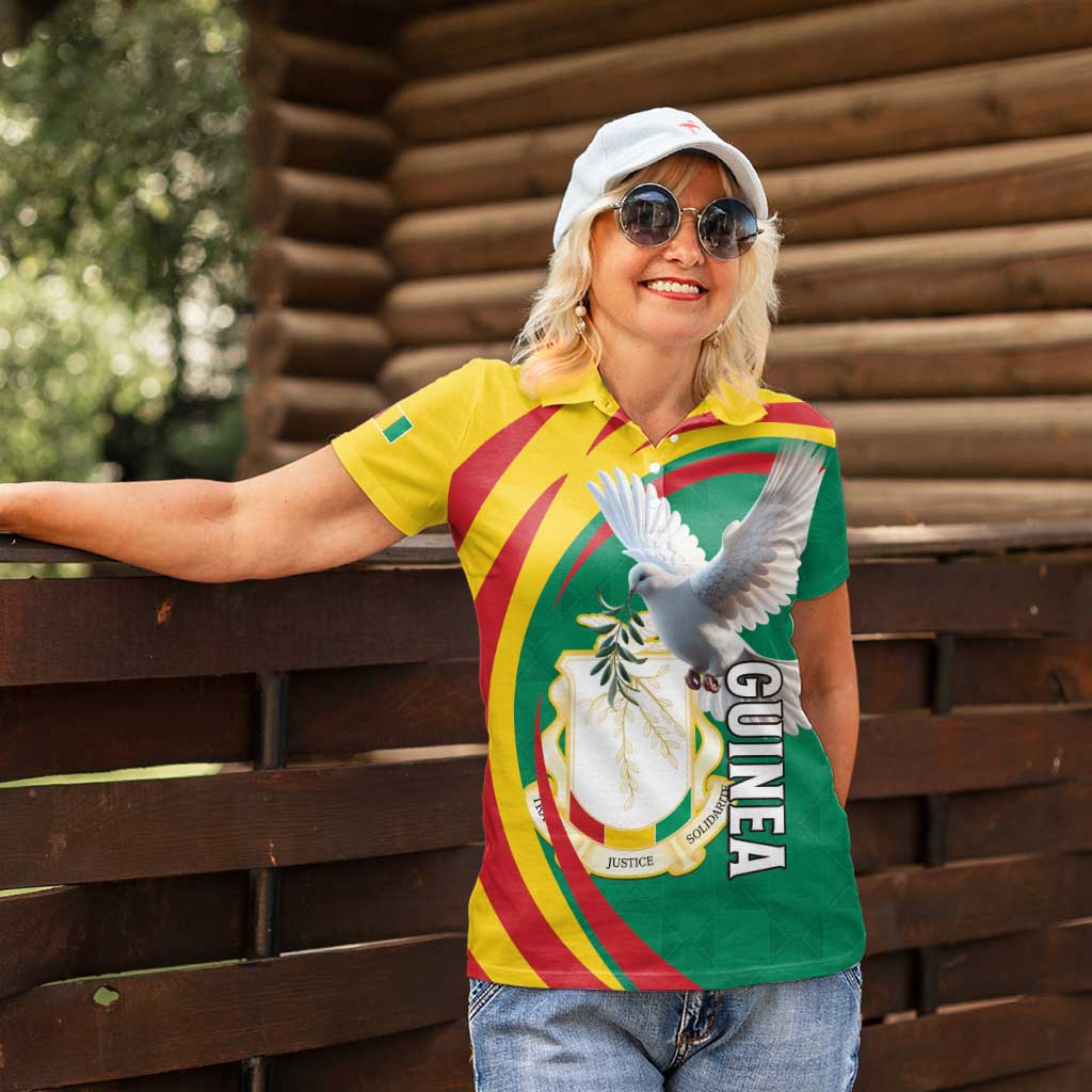 Guinea-Conakry Women Polo Shirt Coat Of Arms With Pigeon