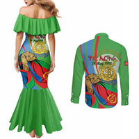 Eritrea Independence Day Couples Matching Mermaid Dress and Long Sleeve Button Shirt 24th May
