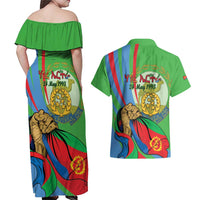 Eritrea Independence Day Couples Matching Off Shoulder Maxi Dress and Hawaiian Shirt 24th May