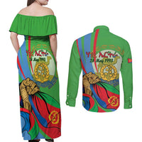 Eritrea Independence Day Couples Matching Off Shoulder Maxi Dress and Long Sleeve Button Shirt 24th May