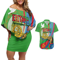 Eritrea Independence Day Couples Matching Off Shoulder Short Dress and Hawaiian Shirt 24th May