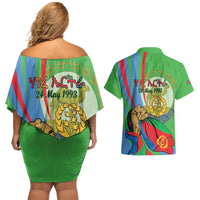 Eritrea Independence Day Couples Matching Off Shoulder Short Dress and Hawaiian Shirt 24th May