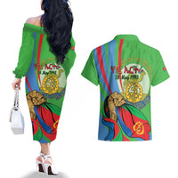 Eritrea Independence Day Couples Matching Off The Shoulder Long Sleeve Dress and Hawaiian Shirt 24th May