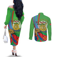 Eritrea Independence Day Couples Matching Off The Shoulder Long Sleeve Dress and Long Sleeve Button Shirt 24th May