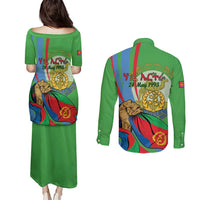 Eritrea Independence Day Couples Matching Puletasi and Long Sleeve Button Shirt 24th May