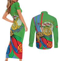 Eritrea Independence Day Couples Matching Short Sleeve Bodycon Dress and Long Sleeve Button Shirt 24th May
