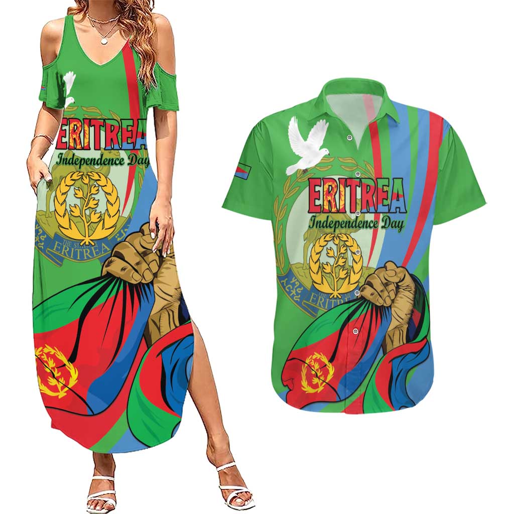 Eritrea Independence Day Couples Matching Summer Maxi Dress and Hawaiian Shirt 24th May