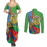 Eritrea Independence Day Couples Matching Summer Maxi Dress and Long Sleeve Button Shirt 24th May