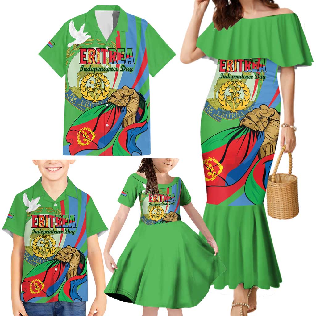 Eritrea Independence Day Family Matching Mermaid Dress and Hawaiian Shirt 24th May