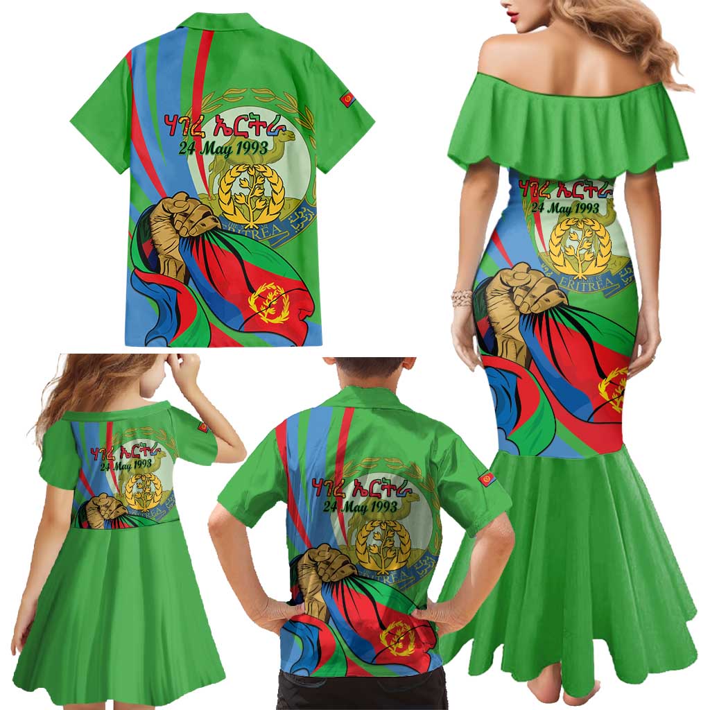 Eritrea Independence Day Family Matching Mermaid Dress and Hawaiian Shirt 24th May