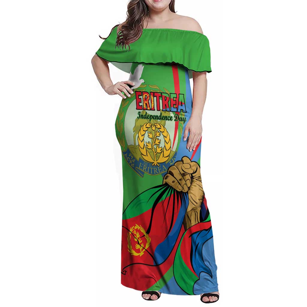 Eritrea Independence Day Family Matching Off Shoulder Maxi Dress and Hawaiian Shirt 24th May