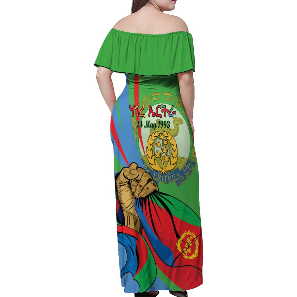 Eritrea Independence Day Family Matching Off Shoulder Maxi Dress and Hawaiian Shirt 24th May