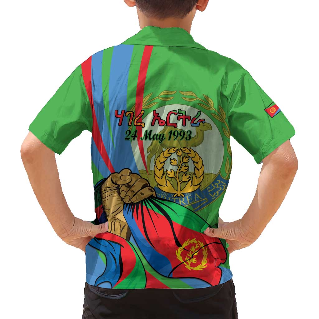 Eritrea Independence Day Family Matching Off Shoulder Short Dress and Hawaiian Shirt 24th May