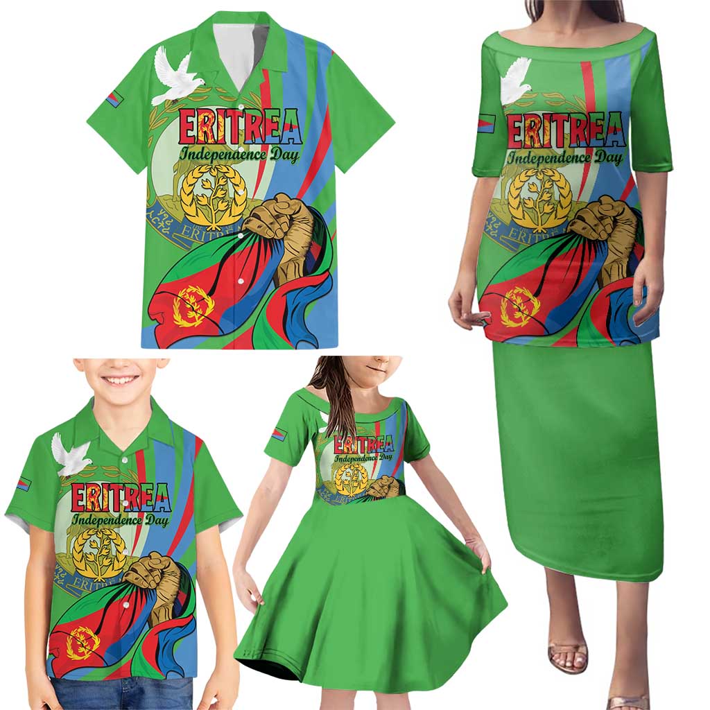 Eritrea Independence Day Family Matching Puletasi and Hawaiian Shirt 24th May