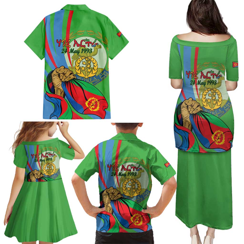 Eritrea Independence Day Family Matching Puletasi and Hawaiian Shirt 24th May