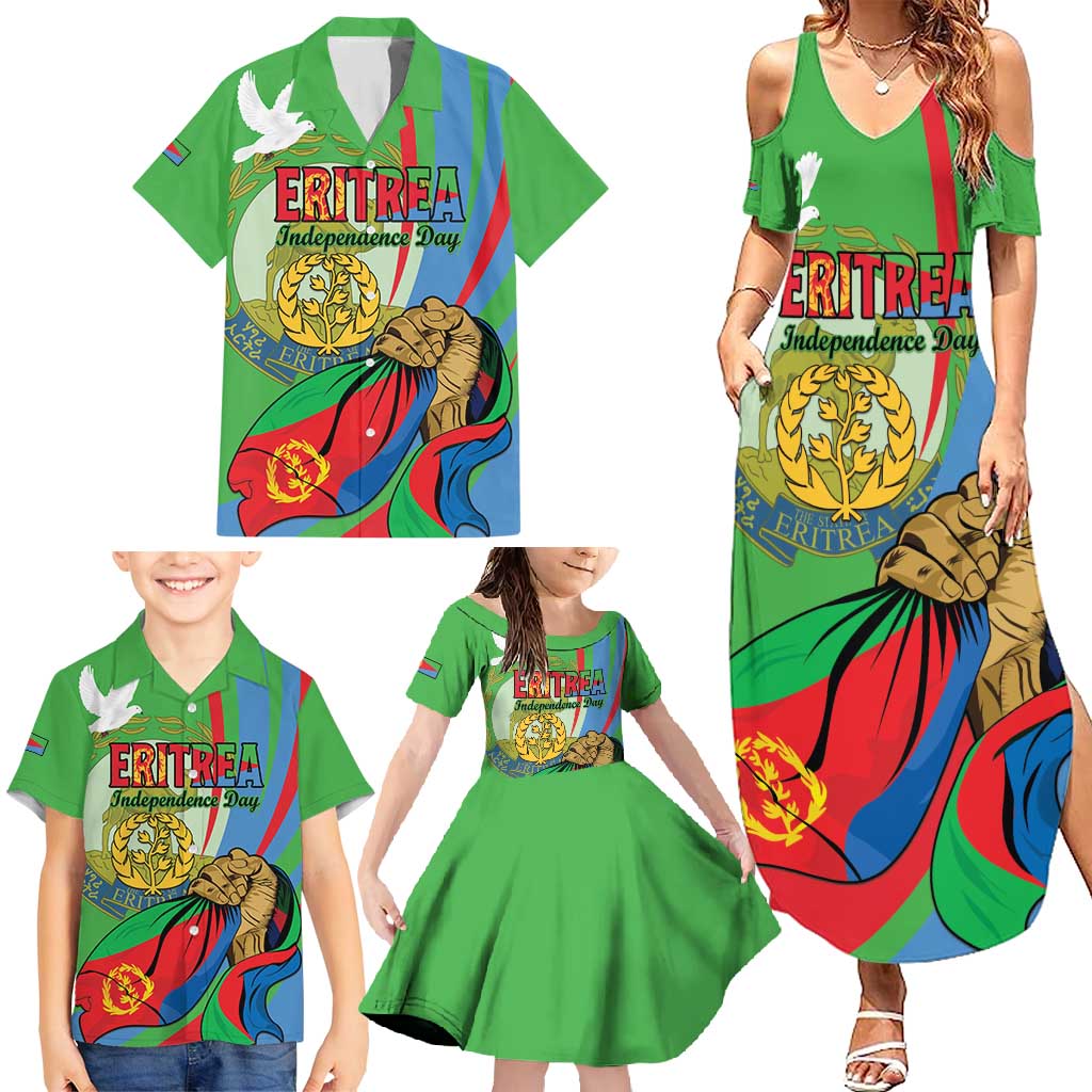 Eritrea Independence Day Family Matching Summer Maxi Dress and Hawaiian Shirt 24th May