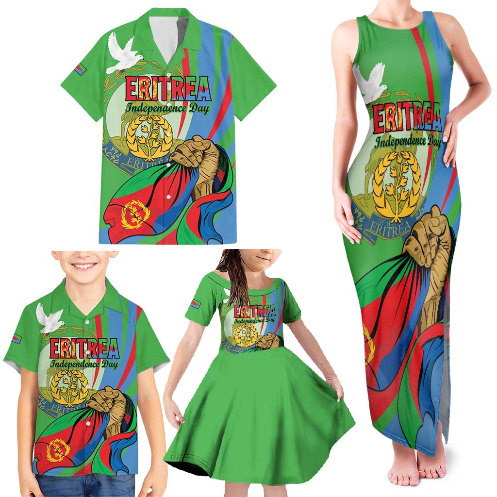 Eritrea Independence Day Family Matching Tank Maxi Dress and Hawaiian Shirt 24th May