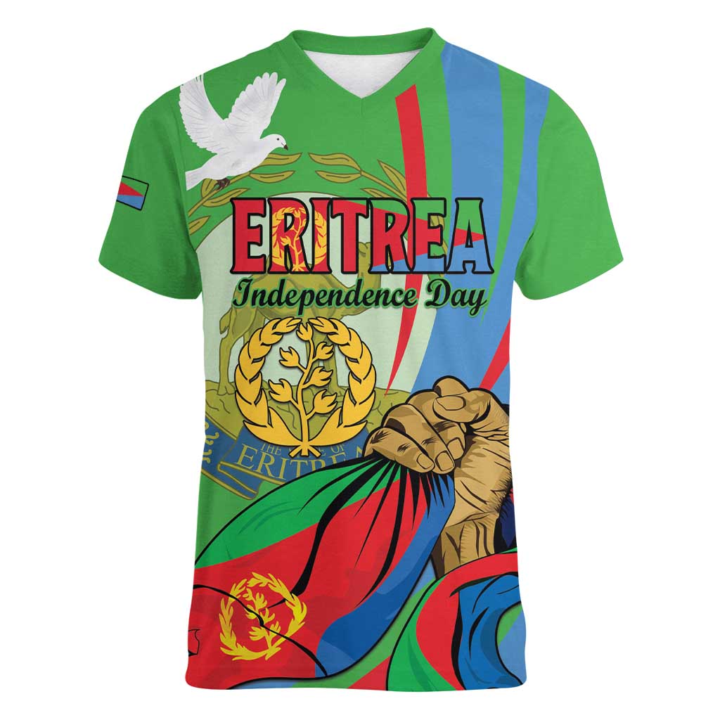 Eritrea Independence Day Women V-Neck T-Shirt 24th May