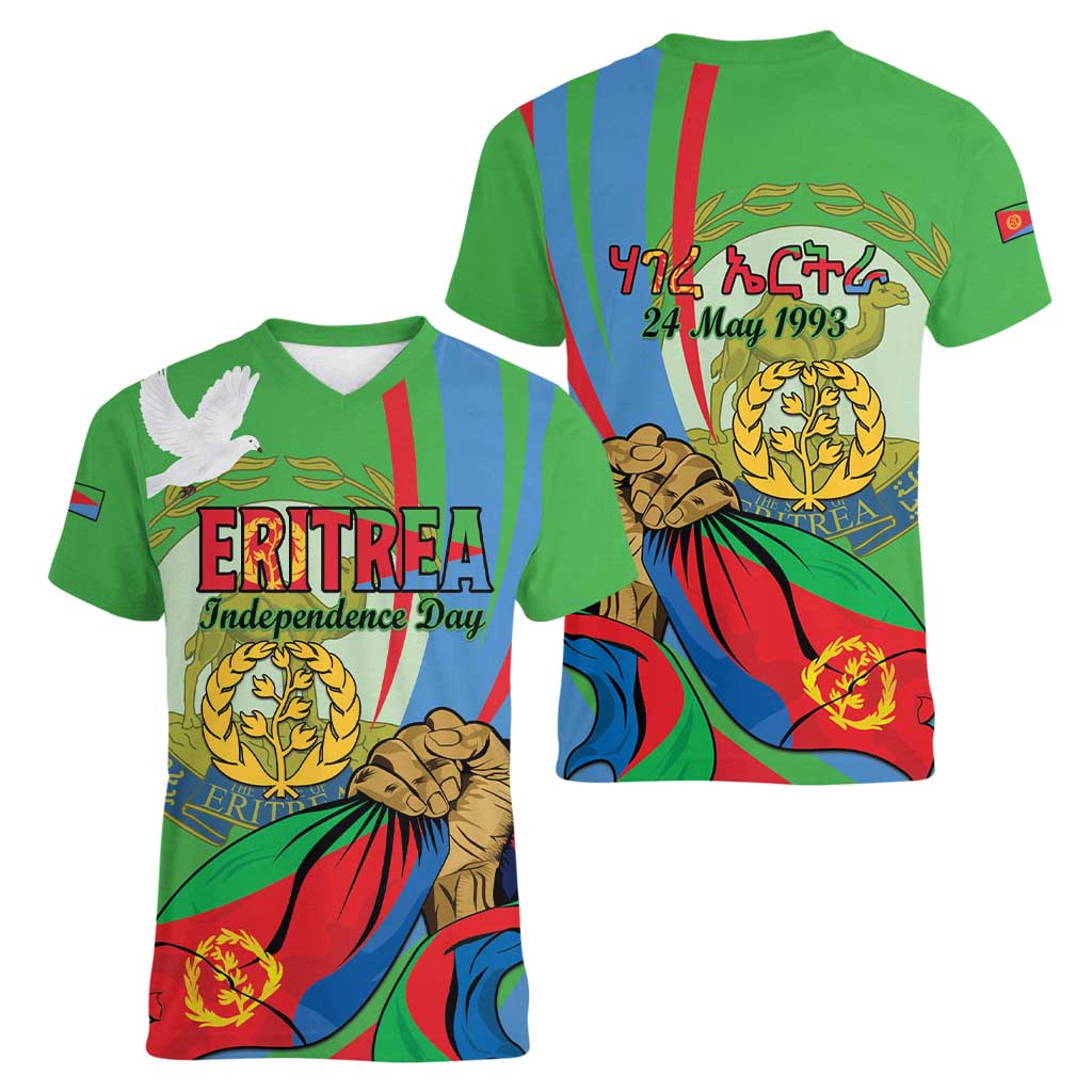 Eritrea Independence Day Women V-Neck T-Shirt 24th May