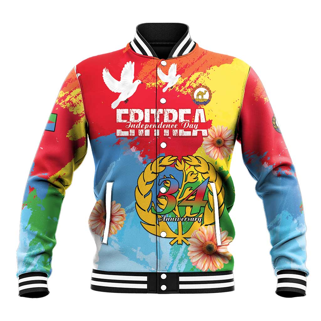 Personalised Eritrea Independence Day Baseball Jacket Grunge Style
