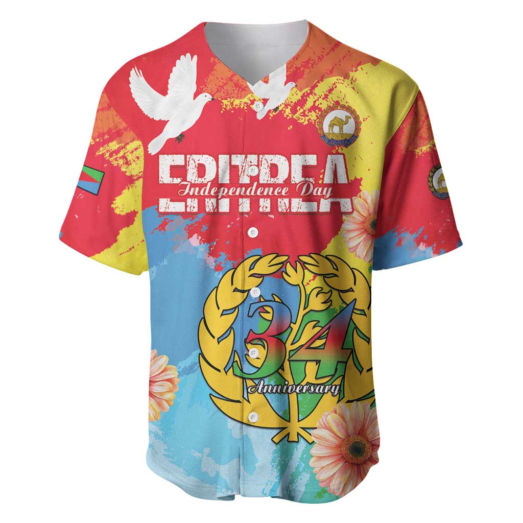Personalised Eritrea Independence Day Baseball Jersey Grunge Style
