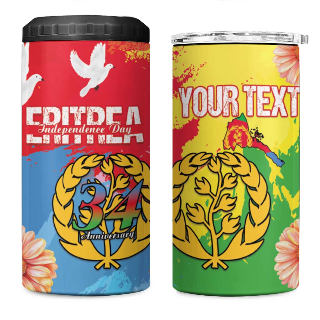 Personalised Eritrea Independence Day 4 in 1 Can Cooler Tumbler Grunge Style