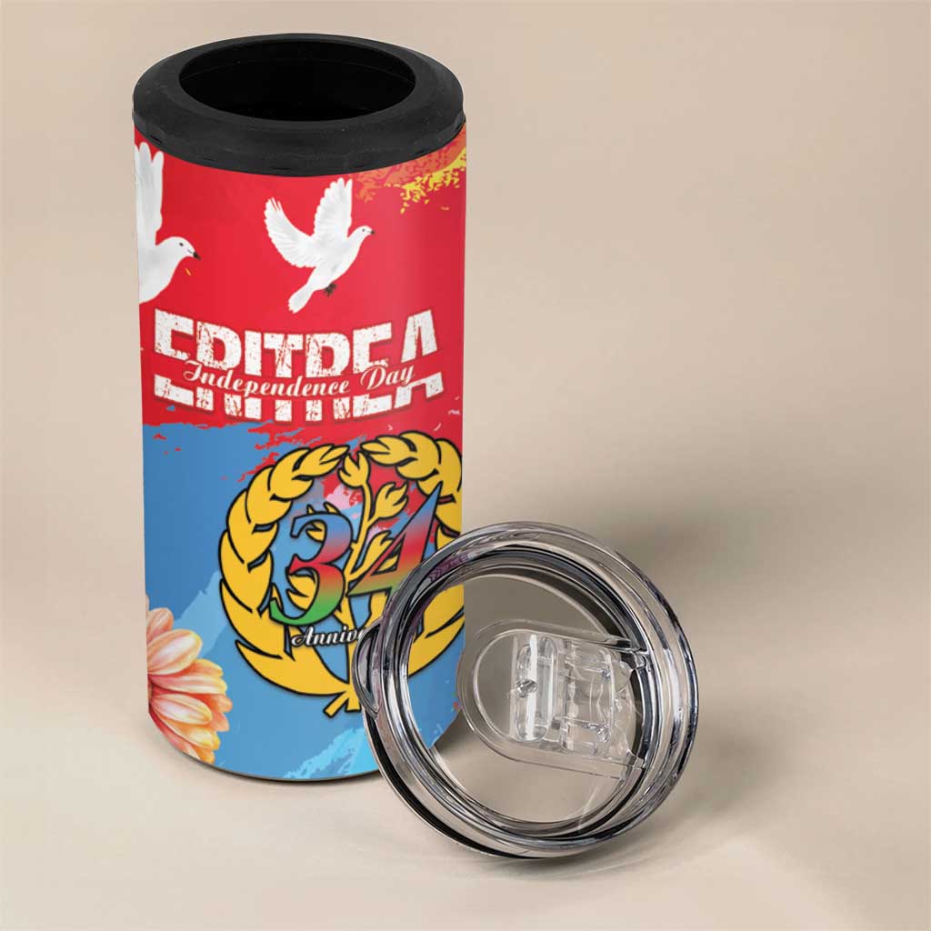 Personalised Eritrea Independence Day 4 in 1 Can Cooler Tumbler Grunge Style
