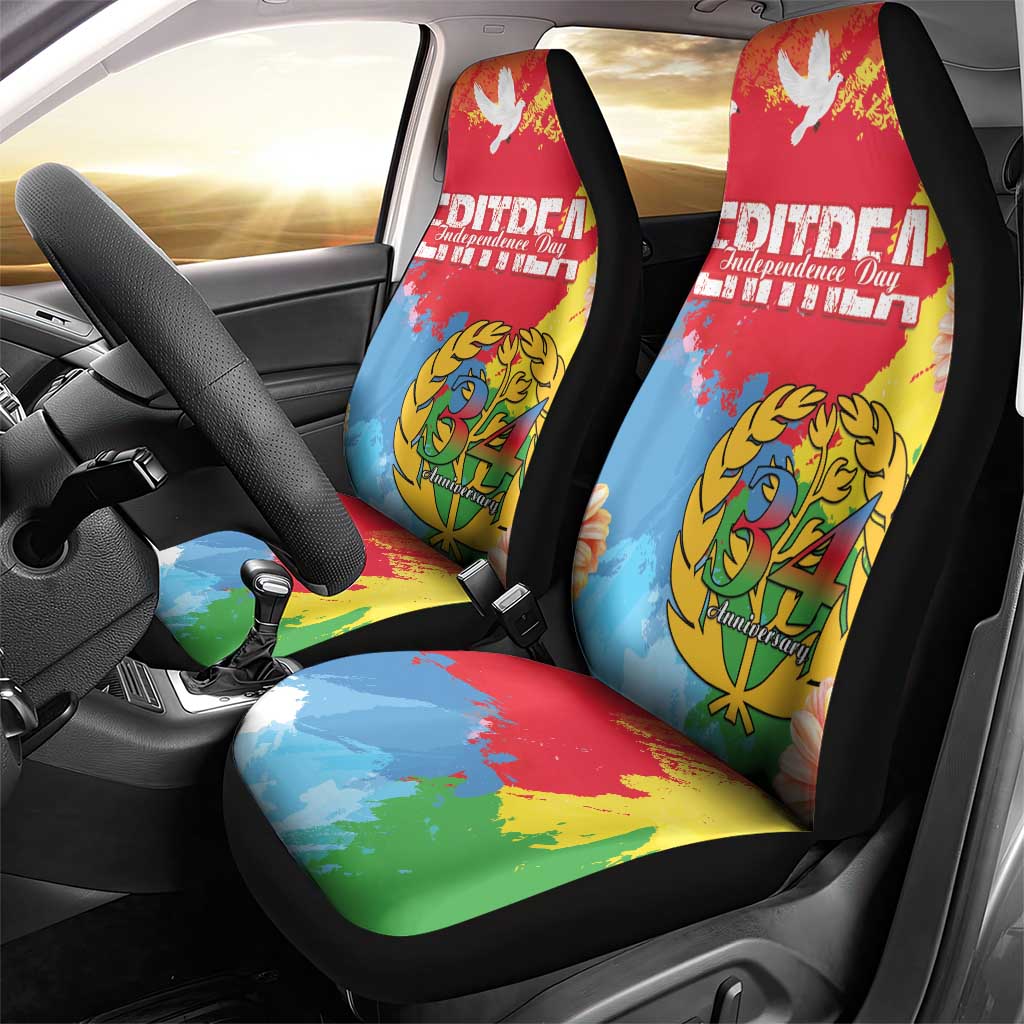 Personalised Eritrea Independence Day Car Seat Cover Grunge Style