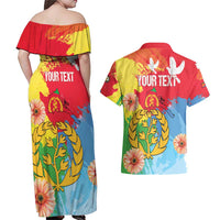 Personalised Eritrea Independence Day Couples Matching Off Shoulder Maxi Dress and Hawaiian Shirt Grunge Style