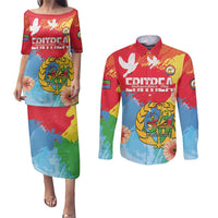Personalised Eritrea Independence Day Couples Matching Puletasi and Long Sleeve Button Shirt Grunge Style