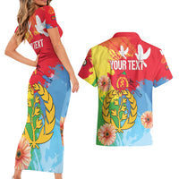 Personalised Eritrea Independence Day Couples Matching Short Sleeve Bodycon Dress and Hawaiian Shirt Grunge Style