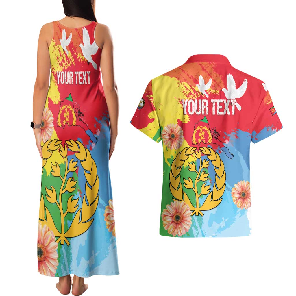 Personalised Eritrea Independence Day Couples Matching Tank Maxi Dress and Hawaiian Shirt Grunge Style