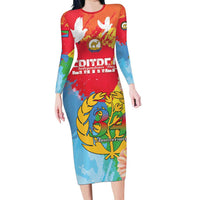 Personalised Eritrea Independence Day Family Matching Long Sleeve Bodycon Dress and Hawaiian Shirt Grunge Style