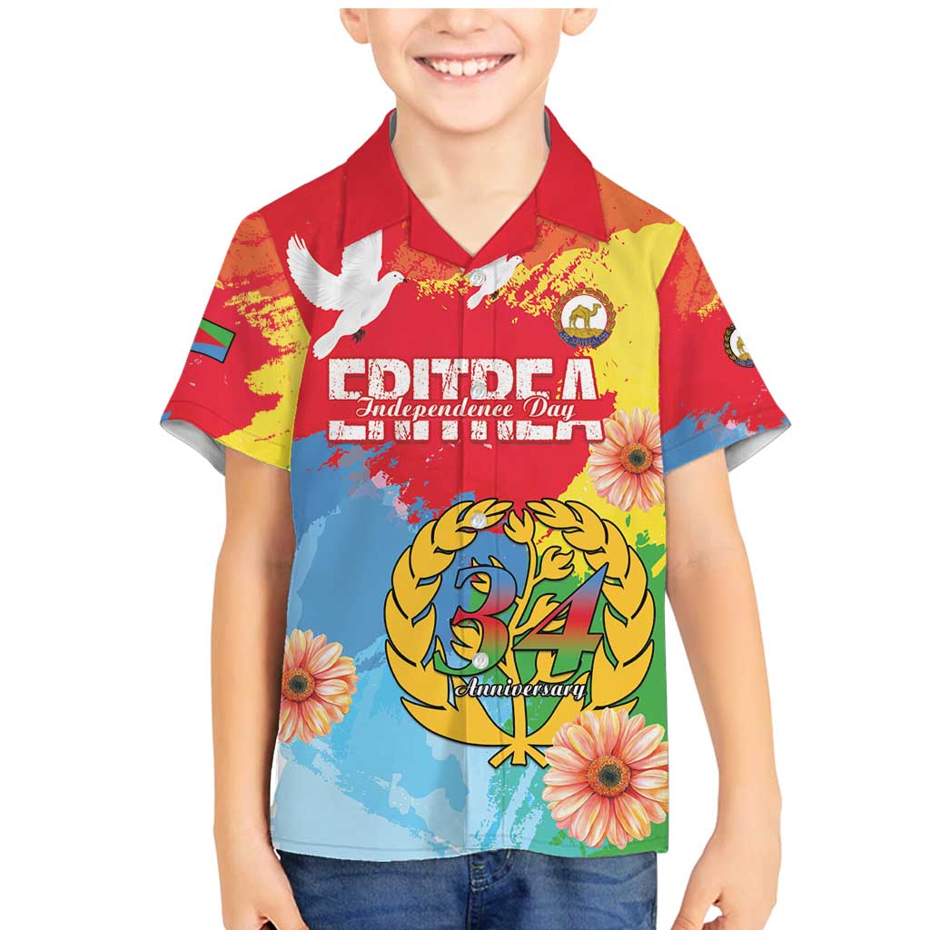 Personalised Eritrea Independence Day Family Matching Mermaid Dress and Hawaiian Shirt Grunge Style
