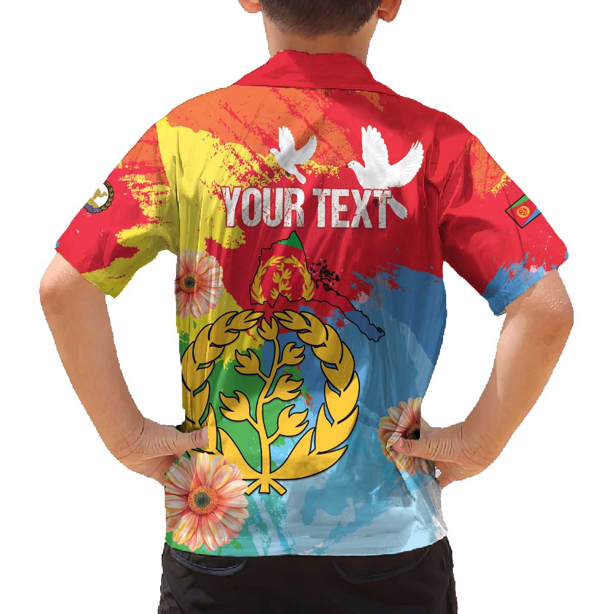 Personalised Eritrea Independence Day Family Matching Off The Shoulder Long Sleeve Dress and Hawaiian Shirt Grunge Style