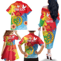 Personalised Eritrea Independence Day Family Matching Off The Shoulder Long Sleeve Dress and Hawaiian Shirt Grunge Style