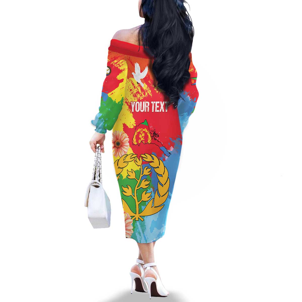 Personalised Eritrea Independence Day Family Matching Off The Shoulder Long Sleeve Dress and Hawaiian Shirt Grunge Style