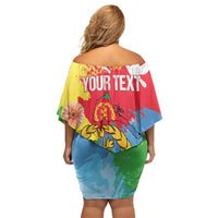 Personalised Eritrea Independence Day Family Matching Off Shoulder Short Dress and Hawaiian Shirt Grunge Style