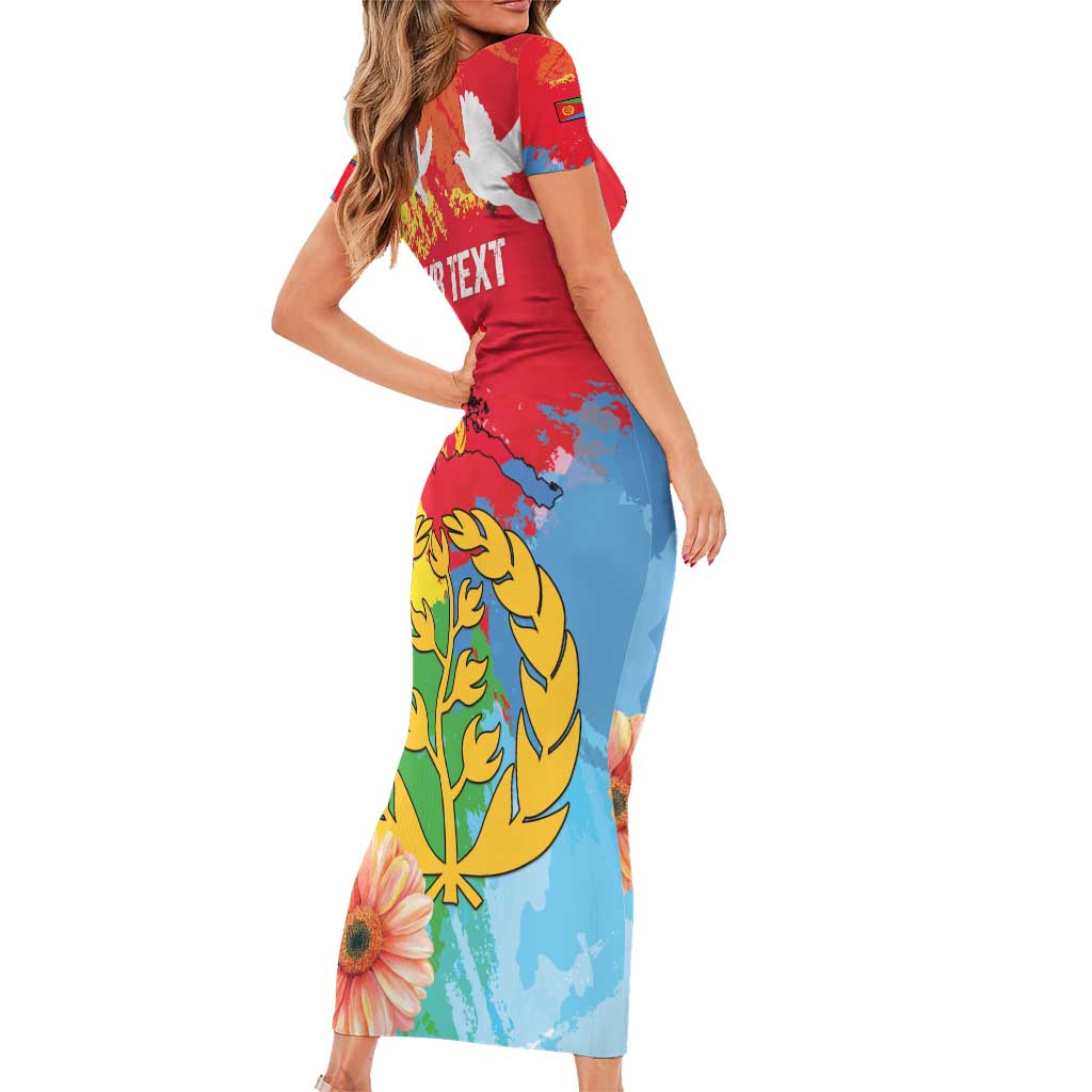 Personalised Eritrea Independence Day Family Matching Short Sleeve Bodycon Dress and Hawaiian Shirt Grunge Style